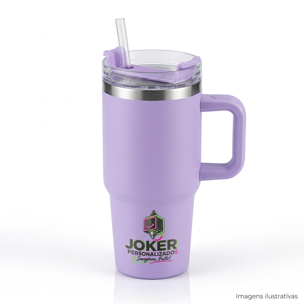 Copo 420 ml com Alça e Canudo personalizado pela JOKER — foto 1